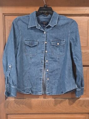 Talbots Medium Blue Denim Button-Front Shirt